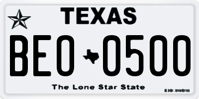 TX license plate BEO0500