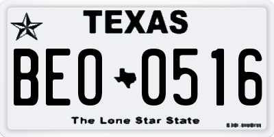 TX license plate BEO0516