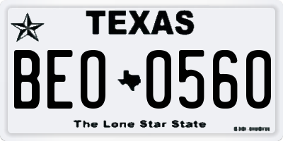 TX license plate BEO0560