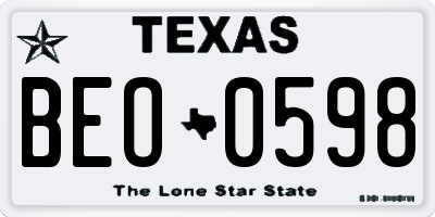 TX license plate BEO0598
