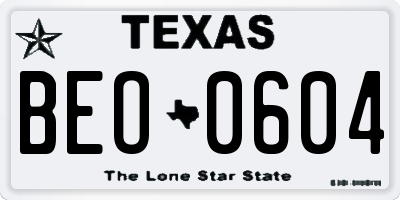 TX license plate BEO0604