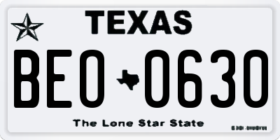 TX license plate BEO0630