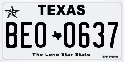 TX license plate BEO0637