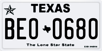 TX license plate BEO0680