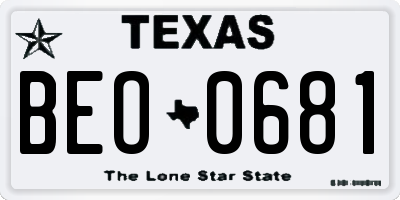 TX license plate BEO0681