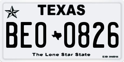 TX license plate BEO0826