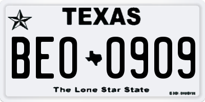 TX license plate BEO0909