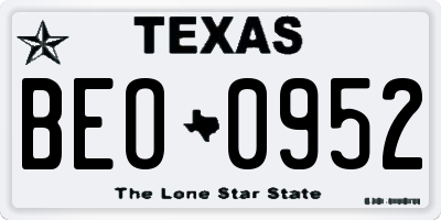 TX license plate BEO0952