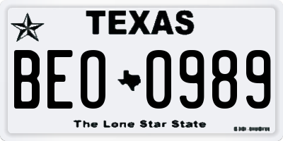 TX license plate BEO0989