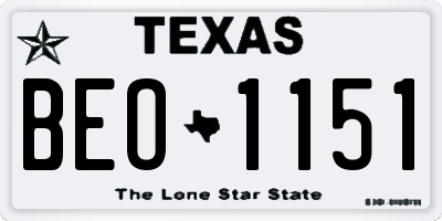 TX license plate BEO1151
