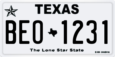 TX license plate BEO1231