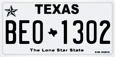 TX license plate BEO1302