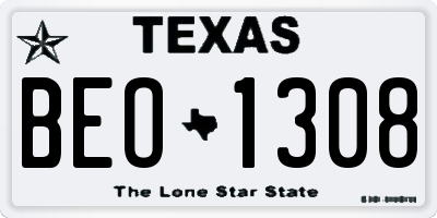 TX license plate BEO1308