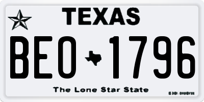 TX license plate BEO1796