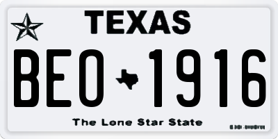 TX license plate BEO1916
