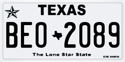 TX license plate BEO2089