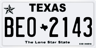 TX license plate BEO2143