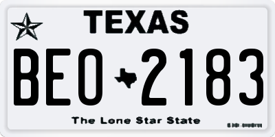 TX license plate BEO2183