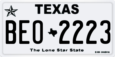 TX license plate BEO2223