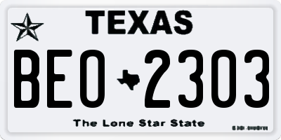TX license plate BEO2303