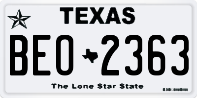 TX license plate BEO2363