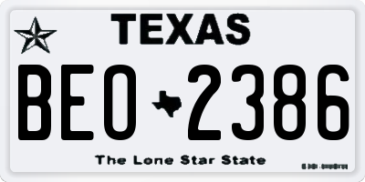 TX license plate BEO2386