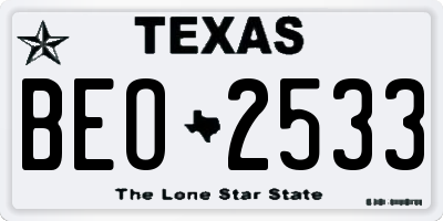 TX license plate BEO2533
