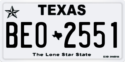 TX license plate BEO2551