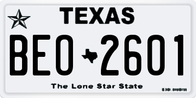 TX license plate BEO2601