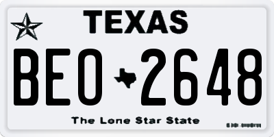 TX license plate BEO2648