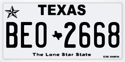 TX license plate BEO2668