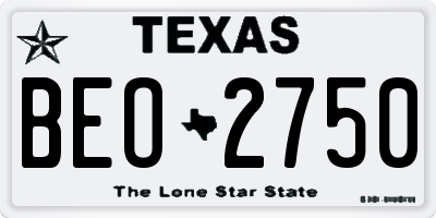 TX license plate BEO2750