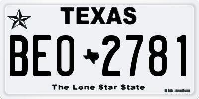 TX license plate BEO2781