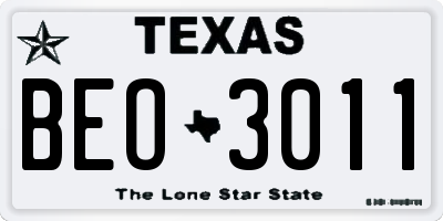 TX license plate BEO3011
