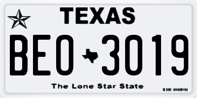 TX license plate BEO3019