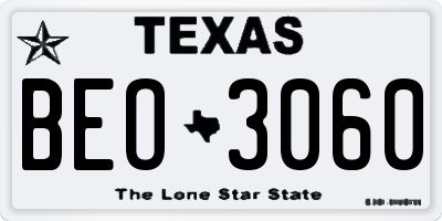 TX license plate BEO3060