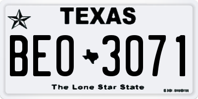 TX license plate BEO3071