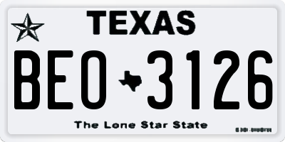 TX license plate BEO3126