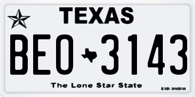 TX license plate BEO3143