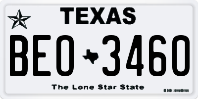 TX license plate BEO3460
