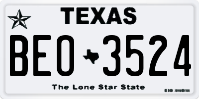 TX license plate BEO3524