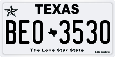 TX license plate BEO3530
