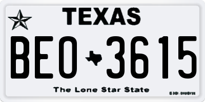 TX license plate BEO3615