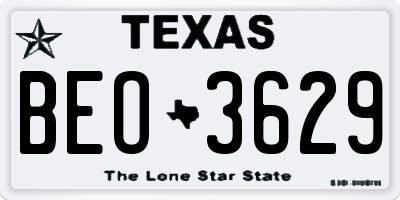 TX license plate BEO3629