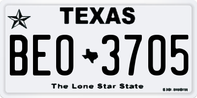 TX license plate BEO3705