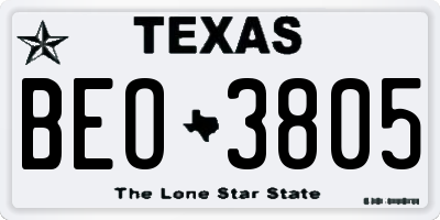TX license plate BEO3805