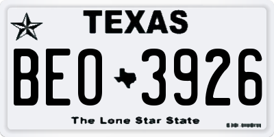 TX license plate BEO3926