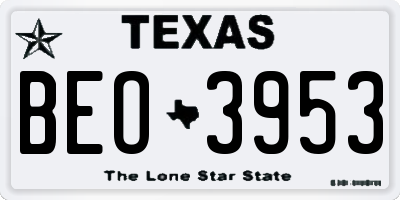 TX license plate BEO3953