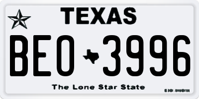 TX license plate BEO3996