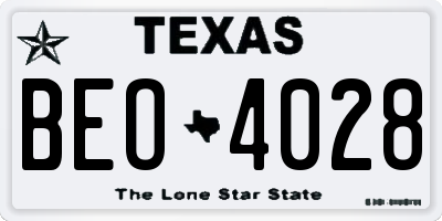 TX license plate BEO4028